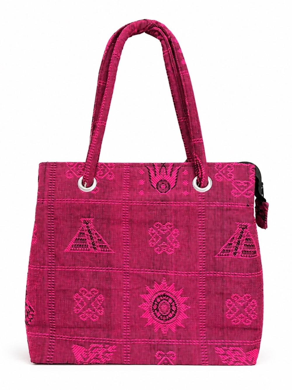 Women's Pink Embroidered Tote Bag